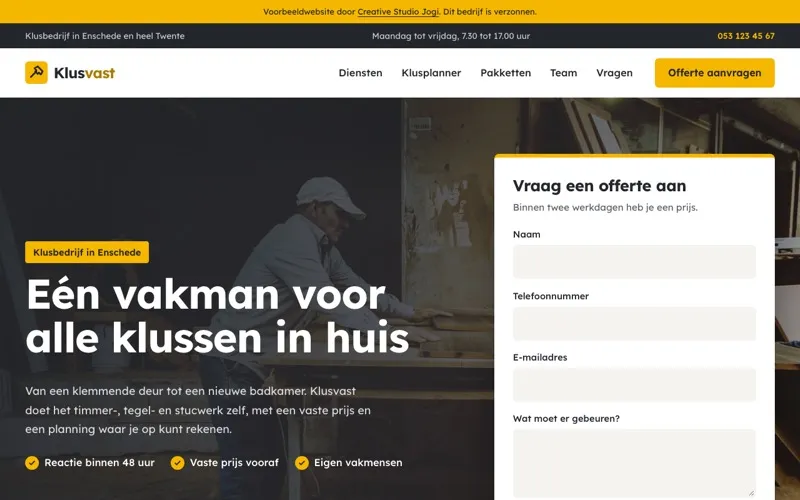 Homepage van Klusvast
